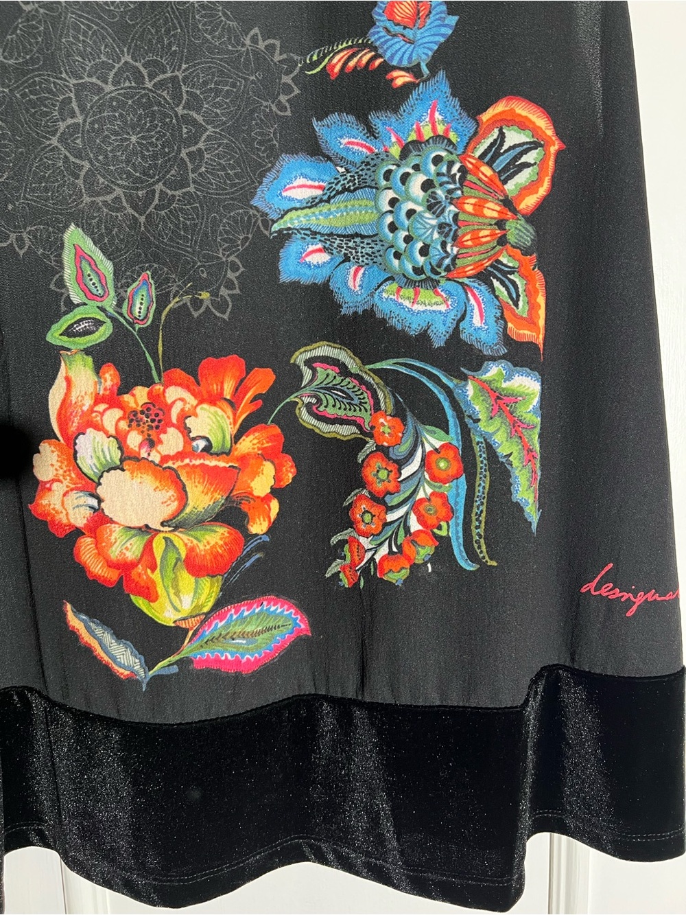 Desigual Black Asian Floral Top